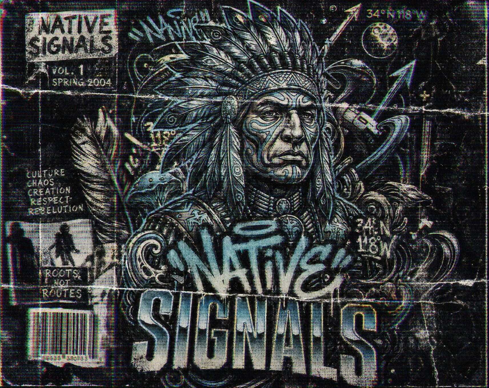 Native Signals gritty Y2K culture artwork